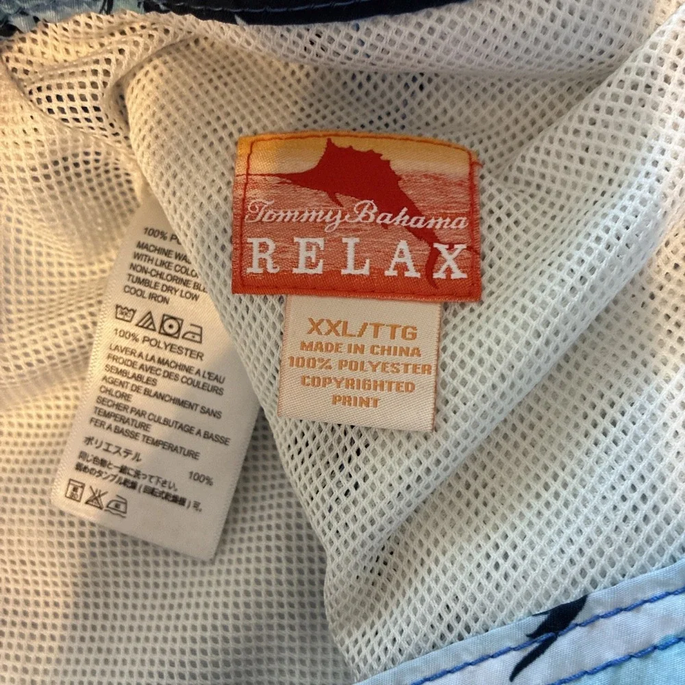 Tommy Bahama Relax Mens XXL Board Shorts Swim‎ Trunk Blue Hawaiian Tropical Palm